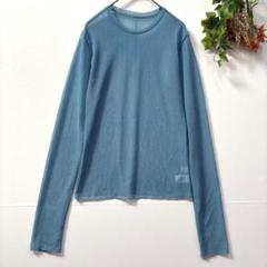 【CITEN】美品✨トップス　シアーメッシュカットソー　長袖　ブルー　F