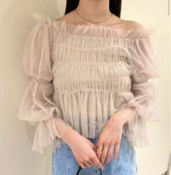 新品タグ付スナイデル Sustainablチュールクロップドブラウス アイボリー