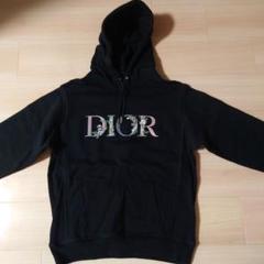DIOR ディオール　フローラル刺繍ロゴ プルオーバーパーカー　黒ブラック