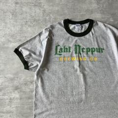 【オールドイングリッシュ、リンガーTシャツ】企業系Tシャツ古着グレーアメカジL