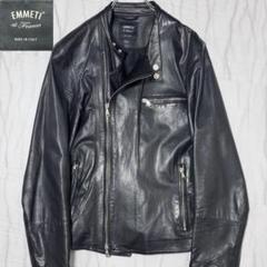 希少Lサイズ✨エンメティ ジョセフ ラムレザー シングルライダースジャケット 黒