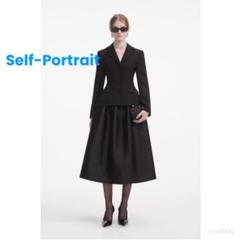 新品未使用タグ付き✨セルフポートレート ロングワンピース ドレス プリーツ 黒 ❇️Selfportrait正規25新作セルフポートレートブラックロング