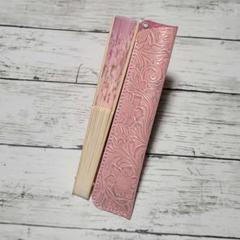 扇子ケース(扇子付き)　ハンドメイド　レザークラフト　No.1268
