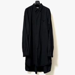 ブラック コムデギャルソン ポリ縮 変形 ロング シャツ 長袖 XXL