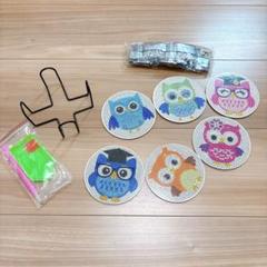 ダイヤモンドアート コースター DIY キット スタンド付き 木製 手作り