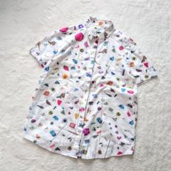 美品 Paul Smith 比翼 総柄 転写 マルチボタン シャツ ブラウス 美品 Paul Smith 比翼 総柄 転写 マルチボタン シャツ ブラウス