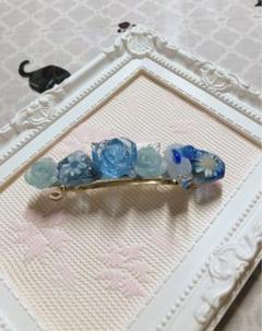 青系花モチーフバレッタ