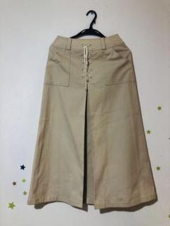 PRESSE PINOREベージュ レースアップ ロングスカート