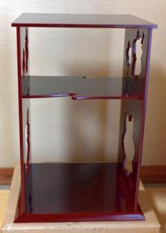 塗師長完作、寿棚朱塗木地【極上品】淡々斎好写　飾棚　お茶道具/共箱 塗師長完作、寿棚朱塗木地【極上品】淡々斎好写 飾棚