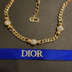 DIOR ネックレス　喜平　ラインストーン3つ　ヴィンテージ DIOR ネックレス 喜平 ラインストーン3つ ヴィンテージ - メルカリ