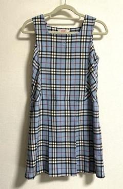 チェック柄 ジャンバースカート 水色 130 ワンピース