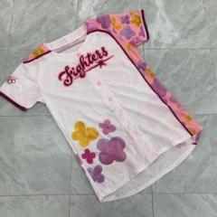 北海道日本ハムファイターズ 花柄 ベースボールシャツ 半袖 ピンク ホワイト