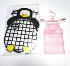 ペンギン壁掛け小物フックとスマホ入れメッシュ