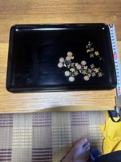 漆器 長方形 膳 花柄 金箔