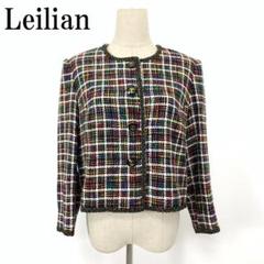 LA5984 レリアン チェック ノーカラージャケット ブラック系 L