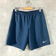 NIKE　ハーフパンツ　ネイビー　ロゴ　刺繍　フィットネス　ポリエステル
