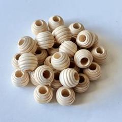 13mm/穴5mm うずまきナチュラルウッドビーズ 30個 木製 大穴