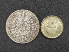 古銭 スウェーデン 1クローナ銀貨 25オーレ銀貨 - メルカリ