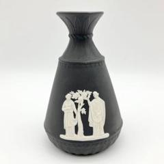 【レア】ウェッジウッド　ジャスパー　ブラック　フラワーベース　花瓶　黒 ☢ ウェッジウッド ジャスパー ブラック フラワーベース 花瓶 黒