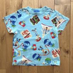 ディズニー トイストーリー Tシャツ 100cm 総柄　水色