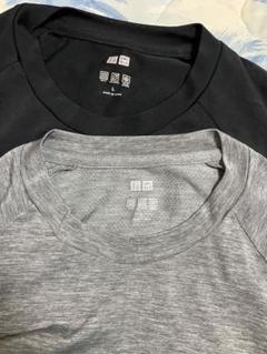 ユニクロ ドライEXクルーネックTシャツ（半袖） 2枚セット L 灰色黒のサムネイル