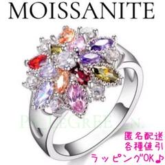 1b指輪レディース　モアサナイト　お花　フラワーリング　人気　プラチナ　S925