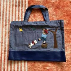 【美品】familiar 刺繍バッグ familiar ファミリアバッグ 刺繍 ネイビー - メルカリ