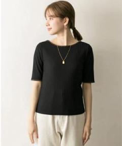 美品　URBAN RESEARCH シェルステッチ5分袖リブカットソー