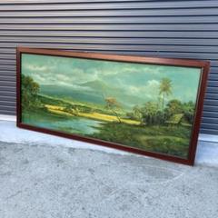 超大型 バリ島 山脈 川 風景画 油彩画 油絵 木製額縁 額装 絵画 壁掛け 超大型 バリ島 山脈 川 風景画 油彩画 油絵 木製額縁 額装 絵画