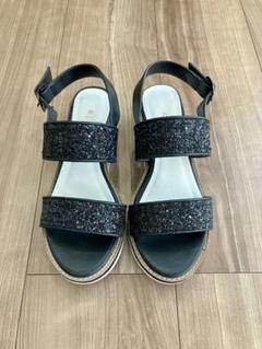 【新品未使用】ダイアナ ポインテッドトゥ グリッター リボン フラットパンプス Diana ダイアナ パンプス グリッター ブラック ポインテッドトゥ
