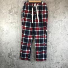 Z3748古着　チェックパンツ　パジャマパンツ　紺　赤　白　緑　青