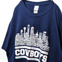 ギルダン カウボーイズ ロゴ Tシャツ ネイビー 紺色 L 古着