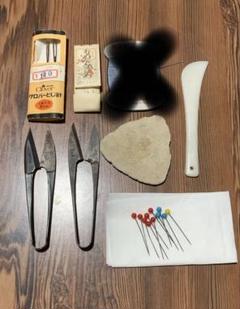 裁縫道具　昭和レトロ　縫い針　まち針　ヘラ　糸切りハサミ　ハードチョーク