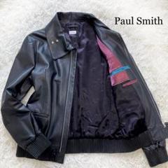 美品✨Paul Smith ラムレザージャケット　ハイネック　ブラック　大きめM 美品✨Paul Smith ラムレザージャケット ハイネック ブラック