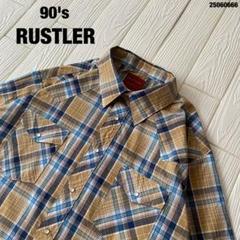 90'sRUSTLERチェックウエスタンシャツUS古着アメカジヴィンテージ
