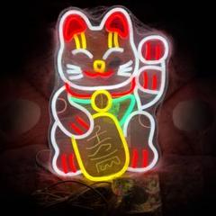 ★招き猫 ネオンライト USB接続★約40cm×26cm★送料込み