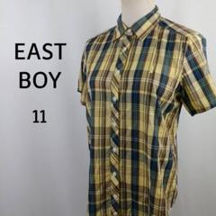 EAST BOY　半袖　シャツ　11　チェック柄　ロゴ刺繍　コットン100％
