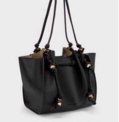 極美品級　CHARLES & KEITH ❗️ミニ　ハンドバッグ。　2ウェイ ダブルハンドル スラウチーバッグ - ブラック | CHARLES & KEITH