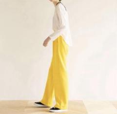 美品searoomlynn ジャージーストレートパンツ S イエロー