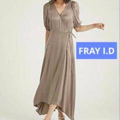 美品✨ FRAY I.D IPEKERサテンアシメヘムワンピース　カーキ