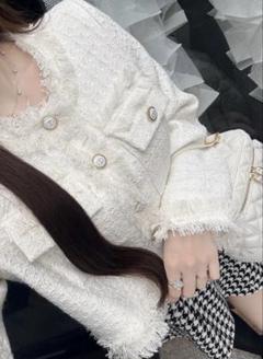 cochan♡Lumignon tweed fringe jacket 白 cochan♡様専用Lumignon tweed fringe jacket 白 - メルカリ