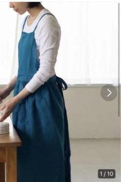 【10％OFF】 新品未使用〉北欧暮らしの道具店 ターコイズ エプロンワンピース エプロン・三角巾