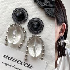 ▫︎▪︎1802025▪︎▫︎Black×clearピアス/aaacccu