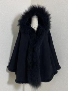 7868. 【極美品】 LOUNIE ポンチョ風 リアルファー ボア コート