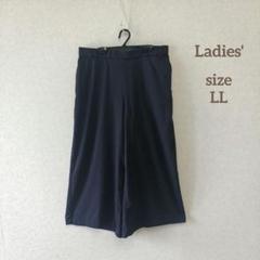 【LL】ネイビー系 ガウチョパンツ ワイドパンツ フレアパンツ ピンストライプ柄