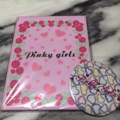 PinkyGirls☆ピンキーガールズ☆折りたたみ＆缶バッジミラー☆鏡のサムネイル