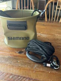 SHIMANO 釣り用バケツ 19センチ オリーブ色 ロープ付きのサムネイル