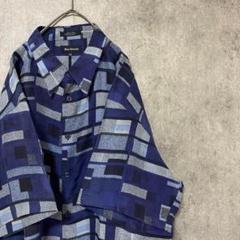 00s 半袖　柄シャツ　シルク　メンズ　XXL 古着　個性派