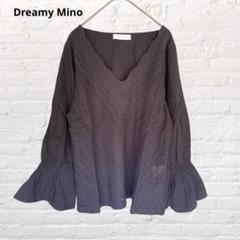 Dreamy Mino♡綿100% 袖フレア ブラウス Vネックカットソー 黒L