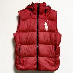 【極美品】ポロラルフローレン 現行 ビッグポニー刺繍 ダウンベスト 赤 美品】POLO RALPH LAUREN ダウンベスト ビッグポニー 刺繍 L